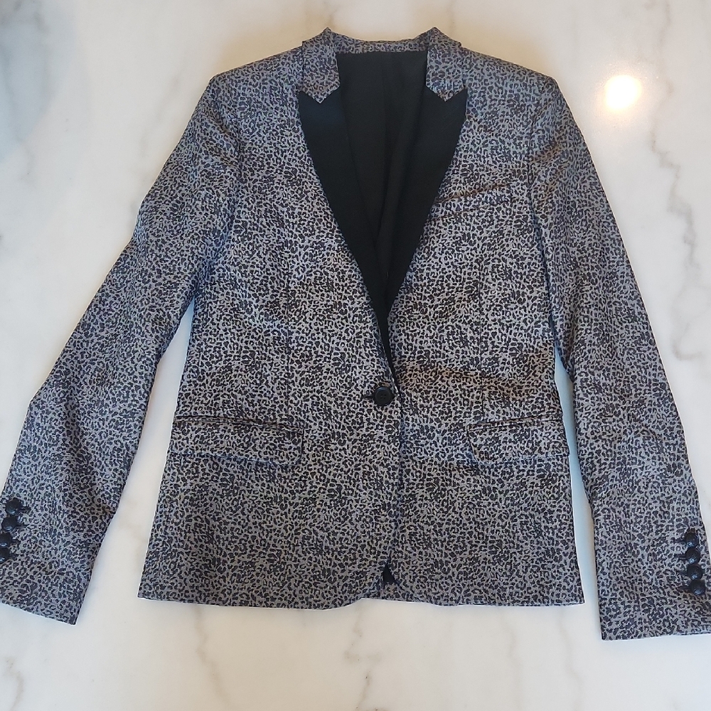 The Kooples Gray Leopard Blazer And Pant Set, Size 2 - Picture 4 of 14